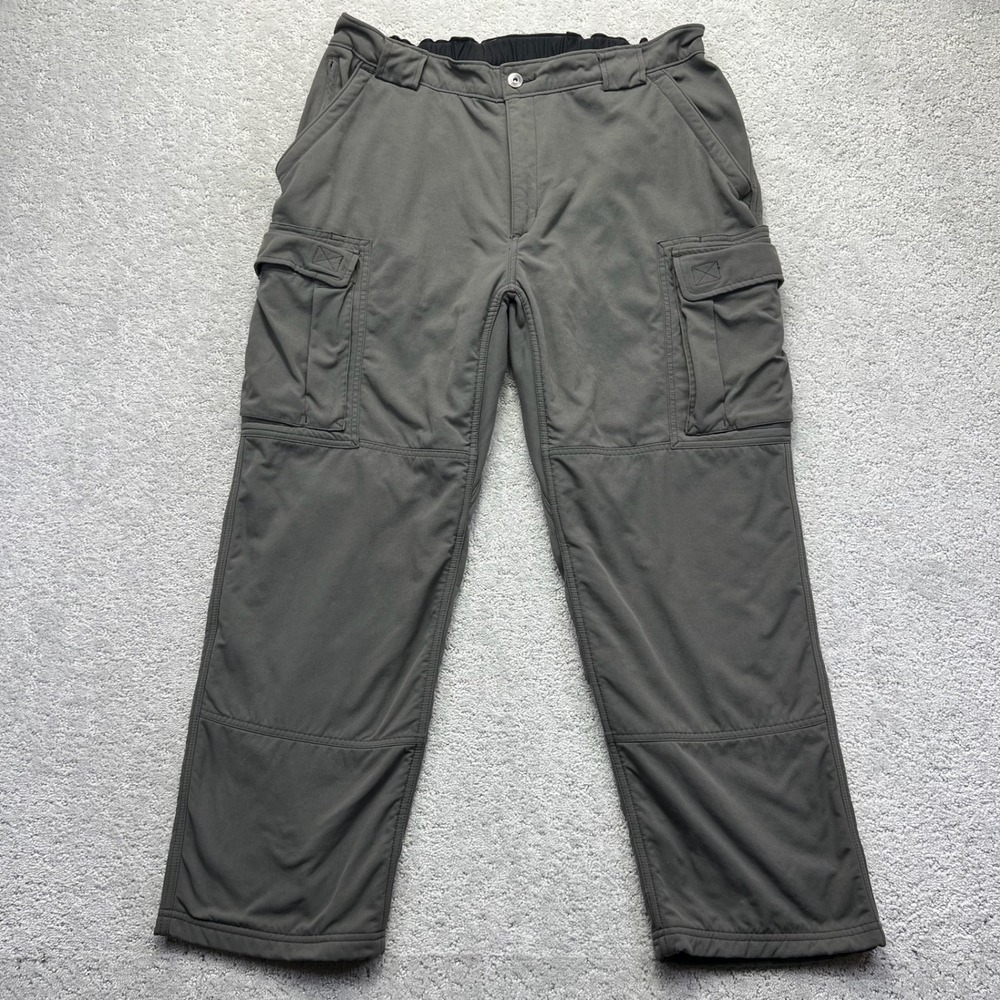 Duluth Trading Co Cargo Pants Men Lx30 Gray Fleece Lined Nylon Insulated Utility